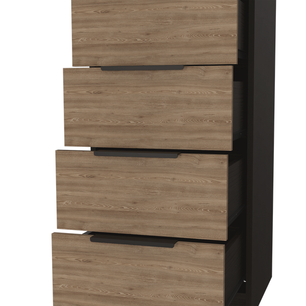 Homeroots 18" Brown And Black Five Drawer Standard Chest  Manufactured Wood 544007