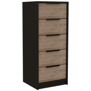 Homeroots 18" Brown And Black Five Drawer Standard Chest  Manufactured Wood 544007