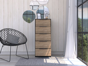 Homeroots 18" Brown And Black Five Drawer Standard Chest  Manufactured Wood 544007