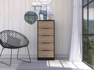 Homeroots 18" Brown And Black Five Drawer Standard Chest  Manufactured Wood 544007