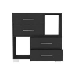 Homeroots 35" Black Four Drawer Dresser With Open Cubby Space  Manufactured Wood 544009
