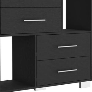 Homeroots 35" Black Four Drawer Dresser With Open Cubby Space  Manufactured Wood 544009