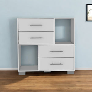 Homeroots 35" White Four Drawer Dresser With Open Cubby Space  Manufactured Wood 544010