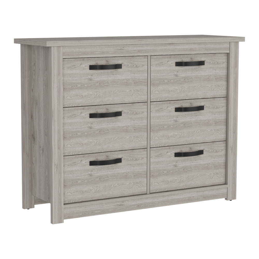 Homeroots 47" Light Gray Six Drawer Double Dresser  Manufactured Wood 544012