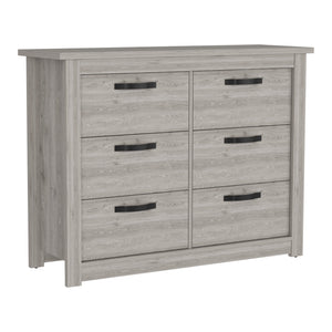Homeroots 47" Light Gray Six Drawer Double Dresser  Manufactured Wood 544012