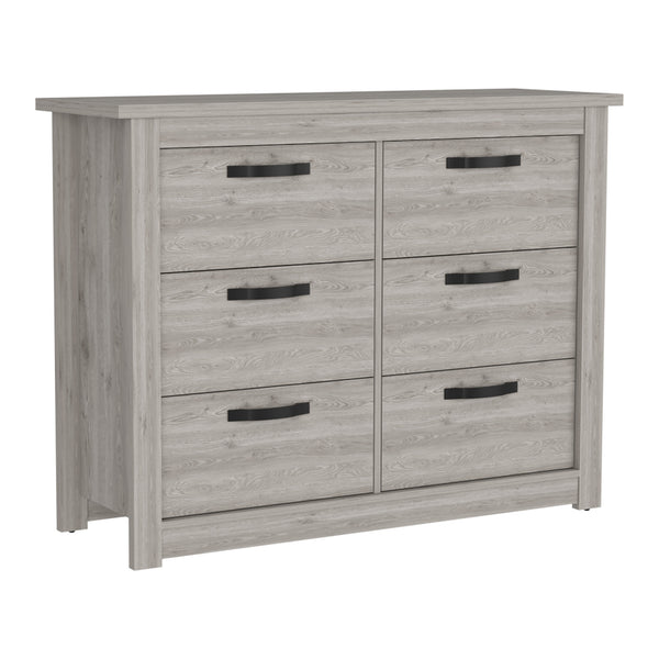 Homeroots 47" Light Gray Six Drawer Double Dresser  Manufactured Wood 544012