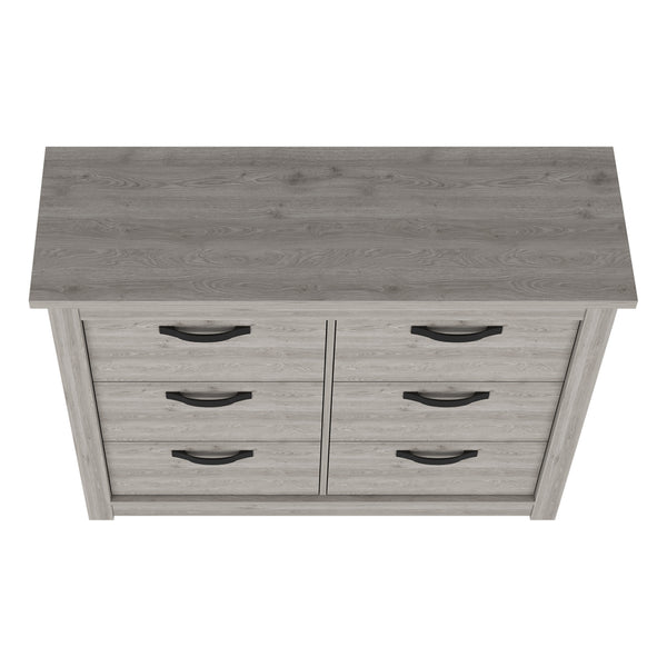 Homeroots 47" Light Gray Six Drawer Double Dresser  Manufactured Wood 544012