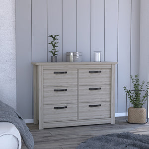 Homeroots 47" Light Gray Six Drawer Double Dresser  Manufactured Wood 544012