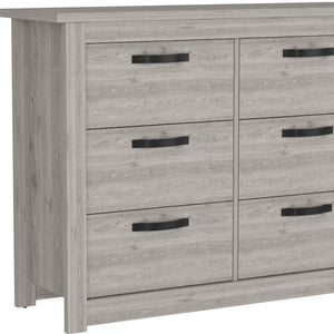 Homeroots 47" Light Gray Six Drawer Double Dresser  Manufactured Wood 544012