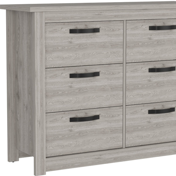Homeroots 47" Light Gray Six Drawer Double Dresser  Manufactured Wood 544012