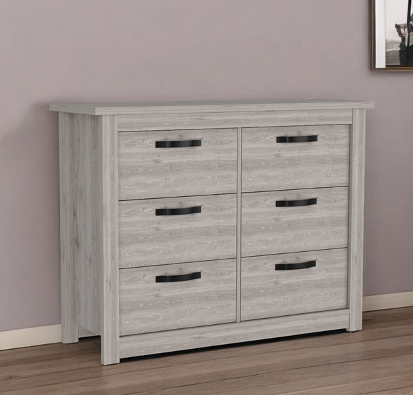 Homeroots 47" Light Gray Six Drawer Double Dresser  Manufactured Wood 544012
