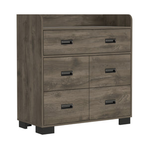 Homeroots 34" Dark Brown Five Drawer Dresser  Manufactured Wood 544015