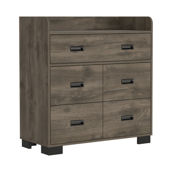 Homeroots 34" Dark Brown Five Drawer Dresser  Manufactured Wood 544015