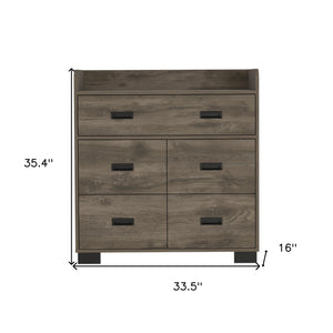 Homeroots 34" Dark Brown Five Drawer Dresser  Manufactured Wood 544015