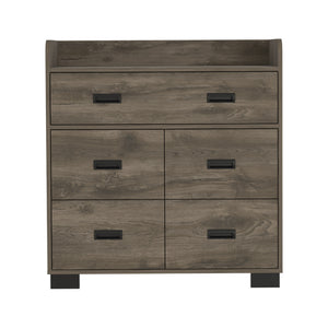 Homeroots 34" Dark Brown Five Drawer Dresser  Manufactured Wood 544015