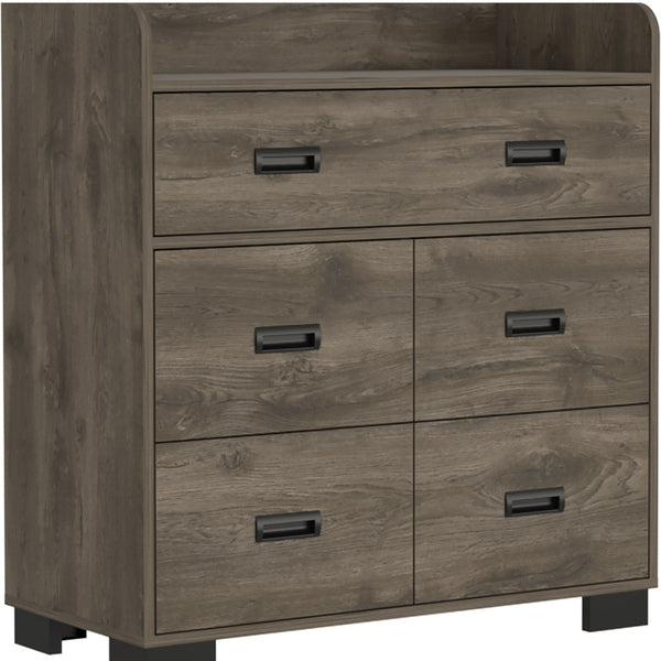 Homeroots 34" Dark Brown Five Drawer Dresser  Manufactured Wood 544015