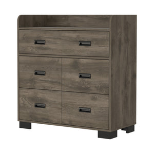 Homeroots 34" Dark Brown Five Drawer Dresser  Manufactured Wood 544015