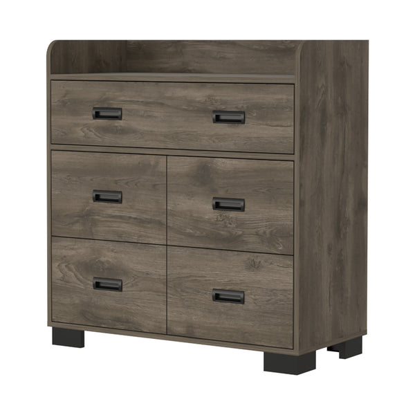 Homeroots 34" Dark Brown Five Drawer Dresser  Manufactured Wood 544015