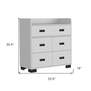 Homeroots 34" White Five Drawer Dresser  Manufactured Wood 544016