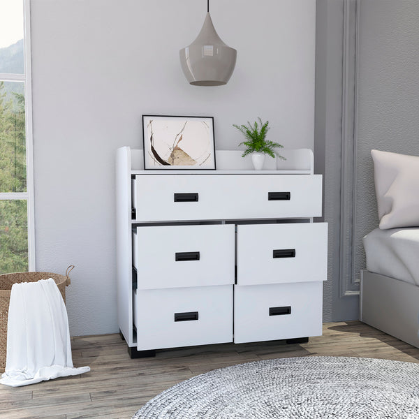 Homeroots 34" White Five Drawer Dresser  Manufactured Wood 544016