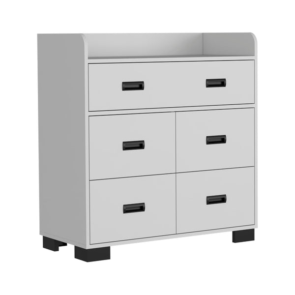 Homeroots 34" White Five Drawer Dresser  Manufactured Wood 544016