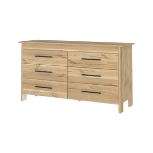 Homeroots 59" Natural Six Drawer Double Dresser  Manufactured Wood 544017