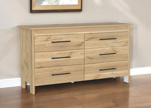 Homeroots 59" Natural Six Drawer Double Dresser  Manufactured Wood 544017