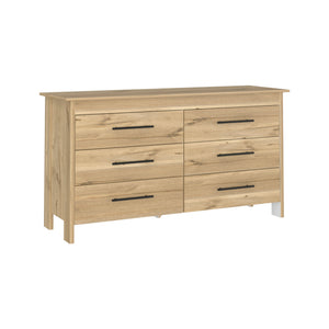 Homeroots 59" Natural Six Drawer Double Dresser  Manufactured Wood 544017
