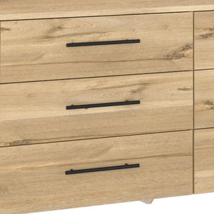 Homeroots 59" Natural Six Drawer Double Dresser  Manufactured Wood 544017