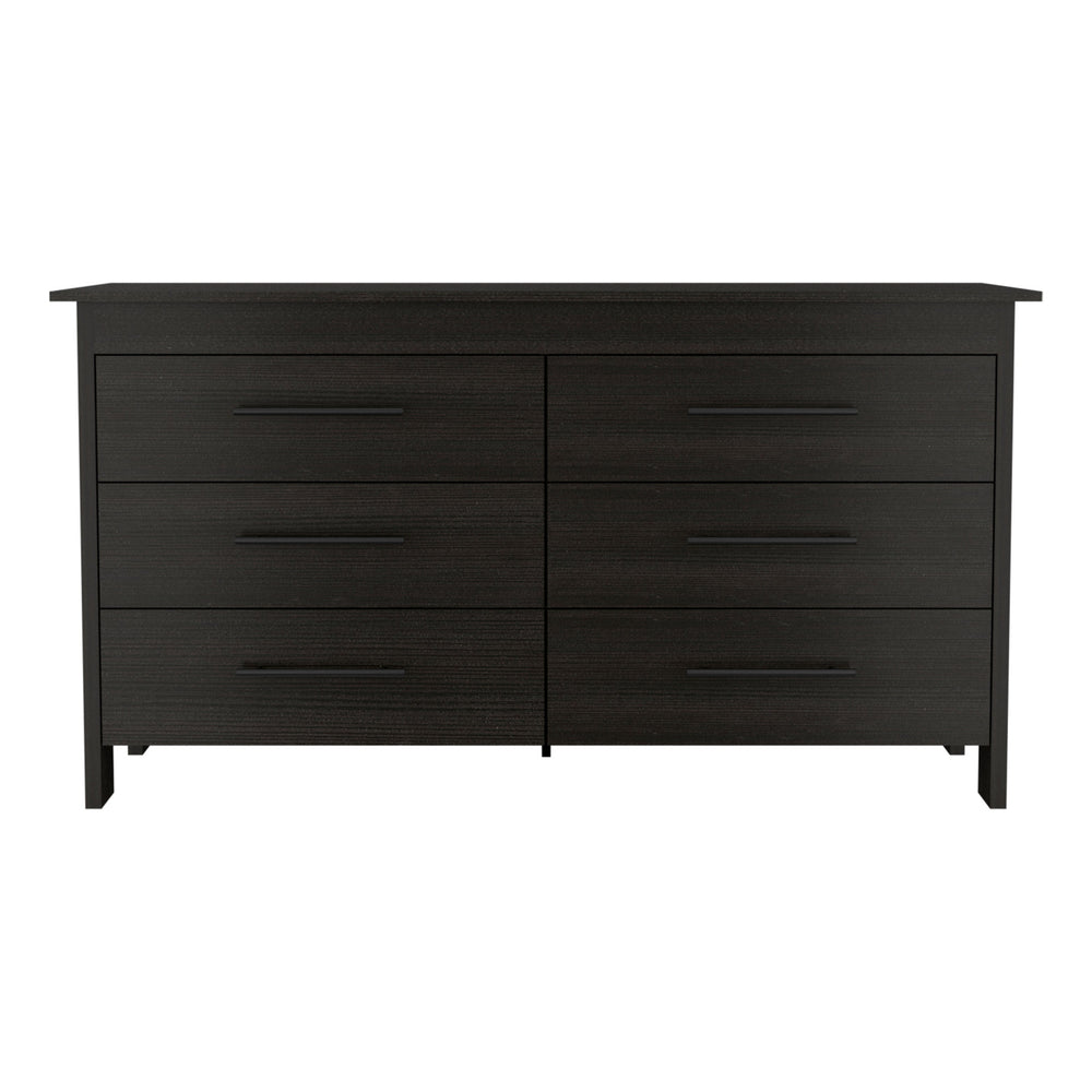 Homeroots 59" Black Six Drawer Double Dresser  Manufactured Wood 544018