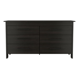 Homeroots 59" Black Six Drawer Double Dresser  Manufactured Wood 544018