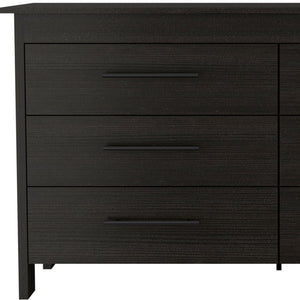 Homeroots 59" Black Six Drawer Double Dresser  Manufactured Wood 544018