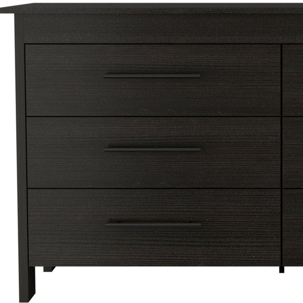 Homeroots 59" Black Six Drawer Double Dresser  Manufactured Wood 544018