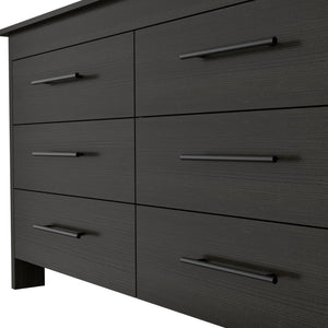 Homeroots 59" Black Six Drawer Double Dresser  Manufactured Wood 544018