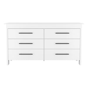 Homeroots 59" White Six Drawer Double Dresser  Manufactured Wood 544019