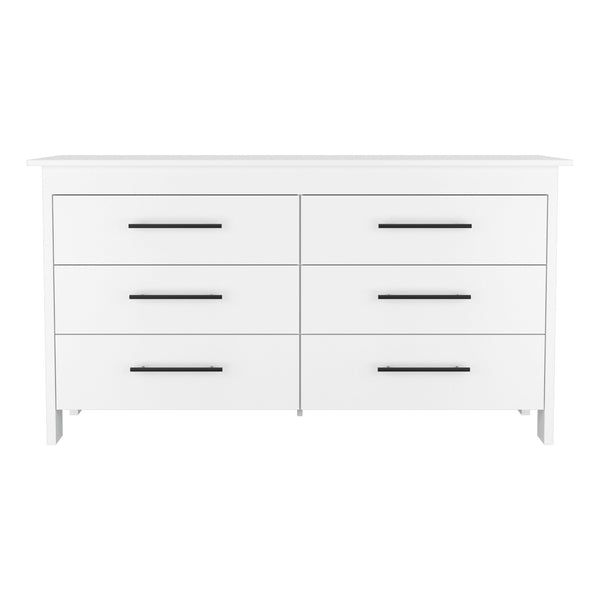 Homeroots 59" White Six Drawer Double Dresser  Manufactured Wood 544019