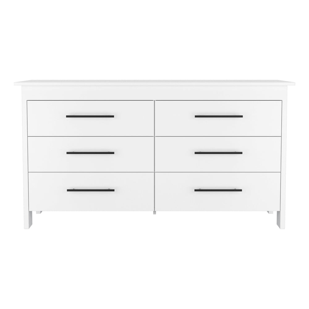 Homeroots 59" White Six Drawer Double Dresser  Manufactured Wood 544019