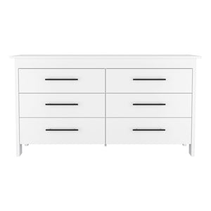 Homeroots 59" White Six Drawer Double Dresser  Manufactured Wood 544019