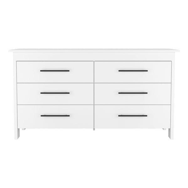 Homeroots 59" White Six Drawer Double Dresser  Manufactured Wood 544019