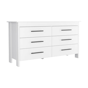Homeroots 59" White Six Drawer Double Dresser  Manufactured Wood 544019