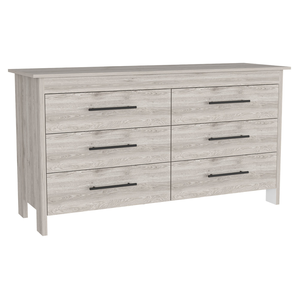 Homeroots 59" Light Gray Six Drawer Double Dresser  Manufactured Wood 544020