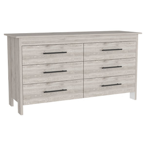 Homeroots 59" Light Gray Six Drawer Double Dresser  Manufactured Wood 544020