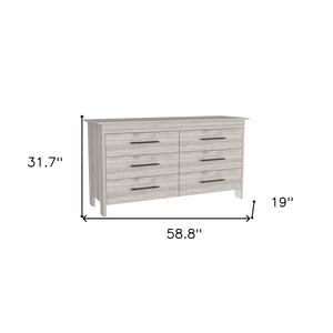 Homeroots 59" Light Gray Six Drawer Double Dresser  Manufactured Wood 544020