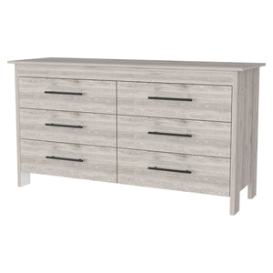 Homeroots 59" Light Gray Six Drawer Double Dresser  Manufactured Wood 544020