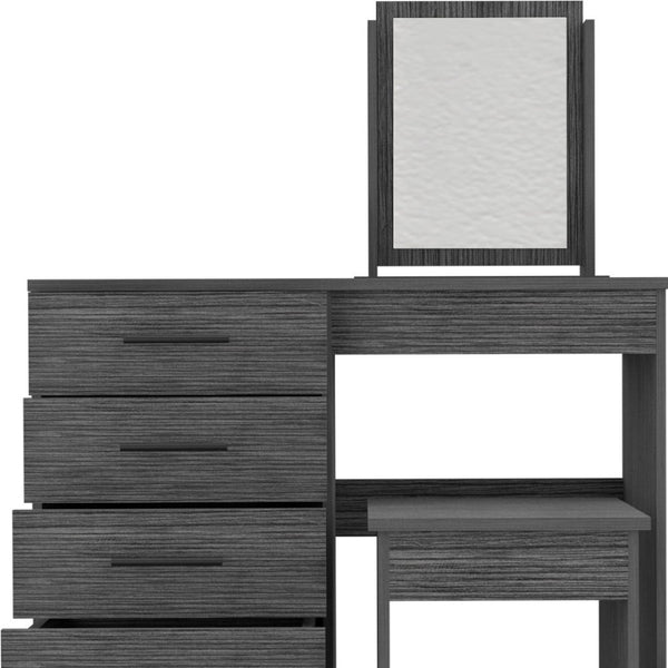 HomeRoots 39" Gray Wood Four Drawer Vanity Table - Modern Design with Ample Storage for Beauty Essentials 544021