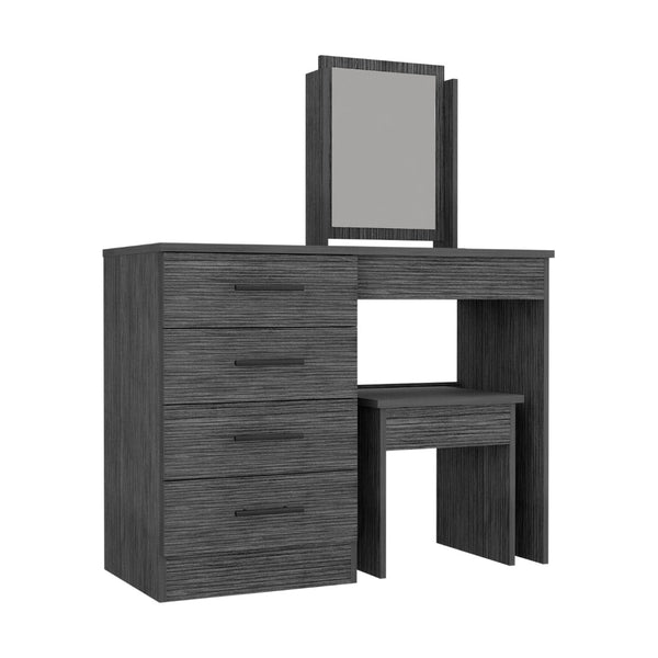 HomeRoots 39" Gray Wood Four Drawer Vanity Table - Modern Design with Ample Storage for Beauty Essentials 544021