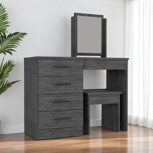 HomeRoots 39" Gray Wood Four Drawer Vanity Table - Modern Design with Ample Storage for Beauty Essentials 544021