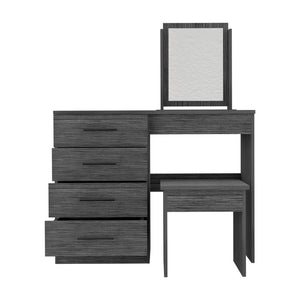 HomeRoots 39" Gray Wood Four Drawer Vanity Table - Modern Design with Ample Storage for Beauty Essentials 544021
