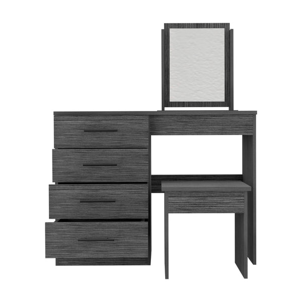 HomeRoots 39" Gray Wood Four Drawer Vanity Table - Modern Design with Ample Storage for Beauty Essentials 544021