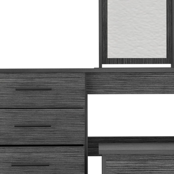 HomeRoots 39" Gray Wood Four Drawer Vanity Table - Modern Design with Ample Storage for Beauty Essentials 544021